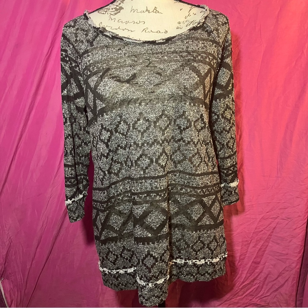 Eyelash Couture Black and Gray Lace Blouse